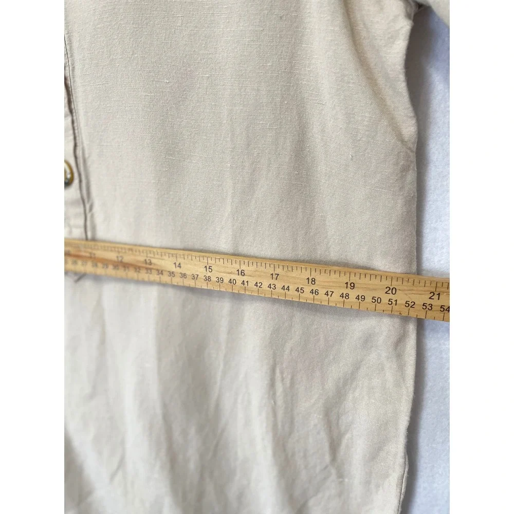 Philosophy Republic Clothing Tunic Top Women‎ L Tan Linen Blend Henley Pullover